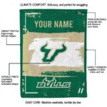 personalized south florida bulls paint strokes green white blanket new arrival