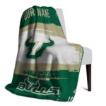 personalized south florida bulls paint strokes green white blanket top rated