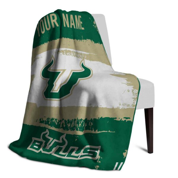 personalized south florida bulls paint strokes green white blanket top rated