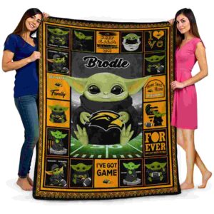 personalized southern miss golden eagles baby yoda black blanket fashion forward