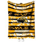 personalized southern miss golden eagles floral stripes black white blanket best selling