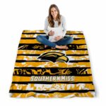 personalized southern miss golden eagles floral stripes black white blanket best selling