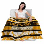 personalized southern miss golden eagles floral stripes black white blanket best selling