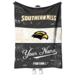 personalized southern miss golden eagles grunge texture black white blanket best selling