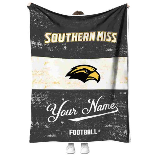 personalized southern miss golden eagles grunge texture black white blanket best selling