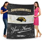 personalized southern miss golden eagles grunge texture black white blanket best selling
