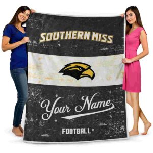 personalized southern miss golden eagles grunge texture black white blanket fashion forward
