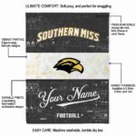 personalized southern miss golden eagles grunge texture black white blanket best selling