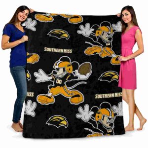 personalized southern miss golden eagles mickey black blanket fashion forward