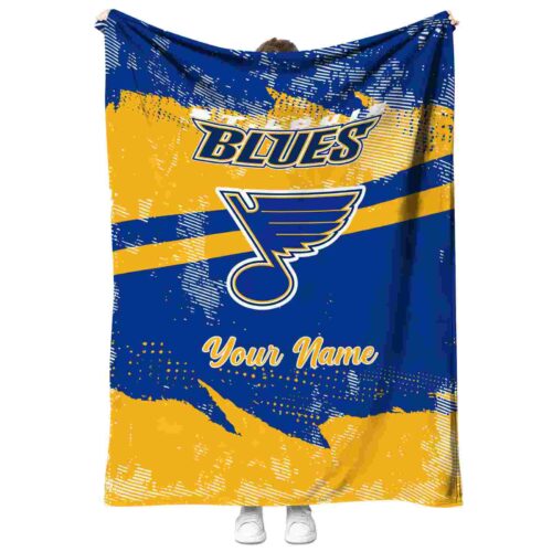 personalized st louis blues grunge streaks blue blanket best selling