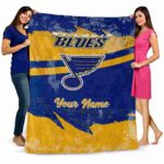 personalized st louis blues grunge streaks blue blanket best selling