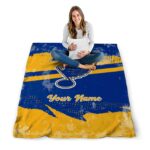 personalized st louis blues grunge streaks blue blanket best selling