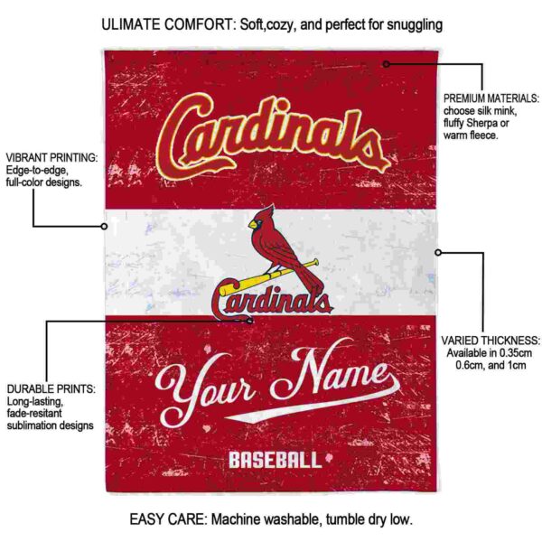 personalized st louis cardinals grunge texture red white blanket new arrival