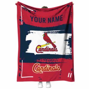 personalized st louis cardinals paint strokes red white blanket best selling