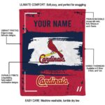 personalized st louis cardinals paint strokes red white blanket new arrival