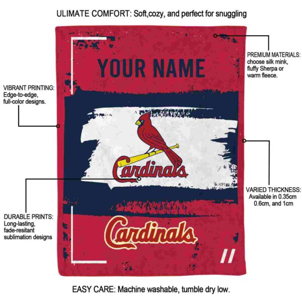 personalized st louis cardinals paint strokes red white blanket new arrival