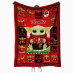 personalized tampa bay buccaneers baby yoda red blanket best selling
