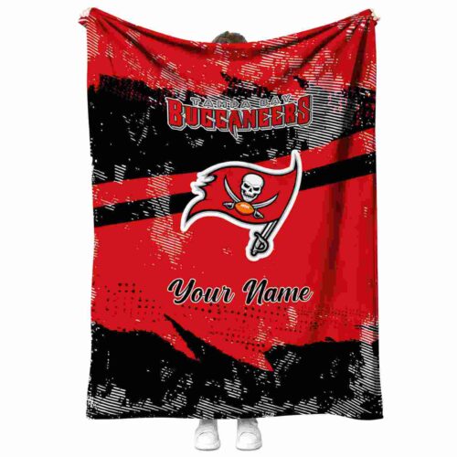 personalized tampa bay buccaneers grunge streaks red blanket best selling