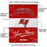 personalized tampa bay buccaneers grunge texture red white blanket best selling