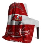 personalized tampa bay buccaneers grunge texture red white blanket best selling