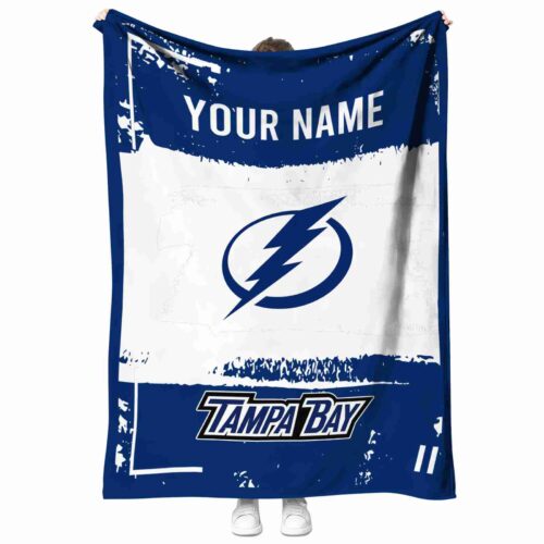 personalized tampa bay lightning paint strokes blue white blanket best selling