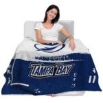 personalized tampa bay lightning paint strokes blue white blanket latest model