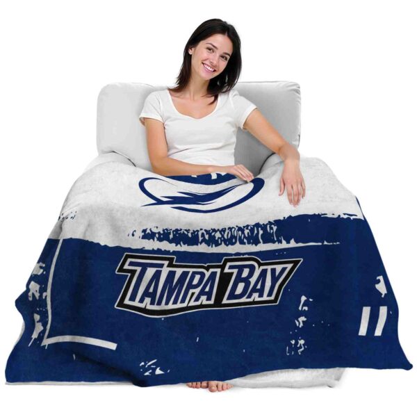 personalized tampa bay lightning paint strokes blue white blanket latest model