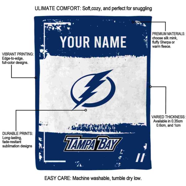personalized tampa bay lightning paint strokes blue white blanket new arrival