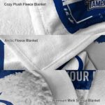 personalized tampa bay lightning paint strokes blue white blanket premium grade