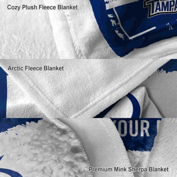 personalized tampa bay lightning paint strokes blue white blanket premium grade