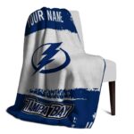 personalized tampa bay lightning paint strokes blue white blanket top rated