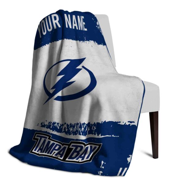 personalized tampa bay lightning paint strokes blue white blanket top rated