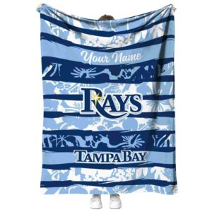 personalized tampa bay rays floral stripes navy white blanket best selling
