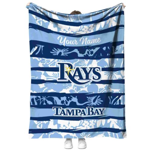 personalized tampa bay rays floral stripes navy white blanket best selling