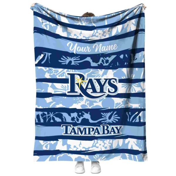 personalized tampa bay rays floral stripes navy white blanket best selling