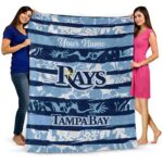 personalized tampa bay rays floral stripes navy white blanket fashion forward