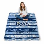 personalized tampa bay rays floral stripes navy white blanket high quality