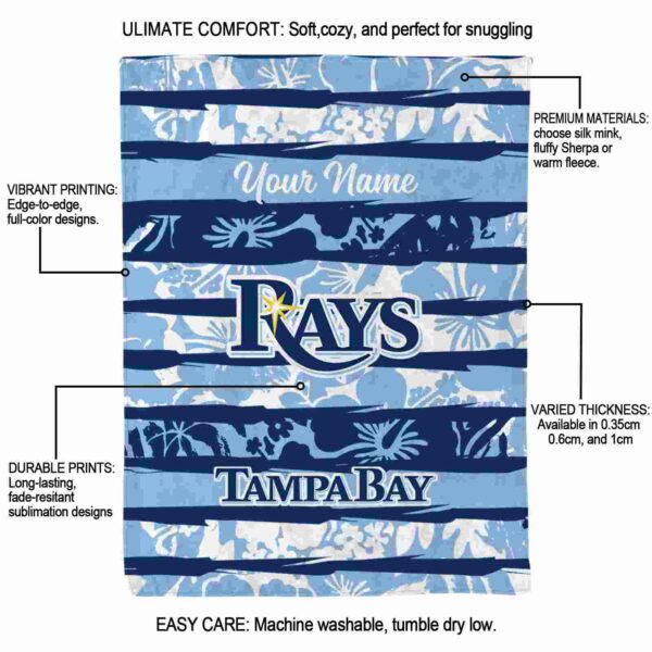 personalized tampa bay rays floral stripes navy white blanket new arrival