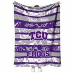 personalized tcu horned frogs floral stripes purple white blanket best selling