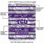 personalized tcu horned frogs floral stripes purple white blanket best selling