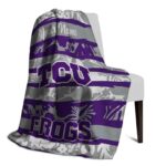 personalized tcu horned frogs floral stripes purple white blanket best selling