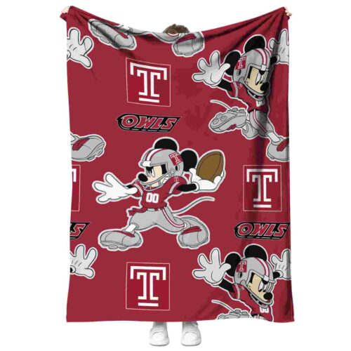 personalized temple owls mickey red blanket best selling