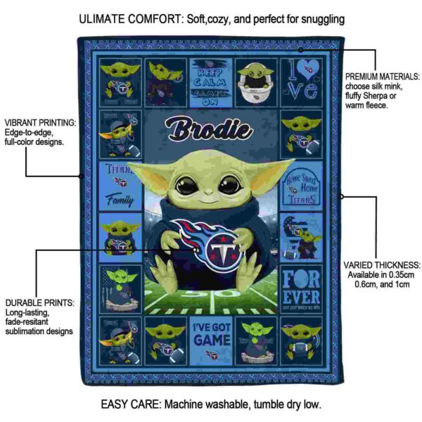 personalized tennessee titans baby yoda navy blanket new arrival