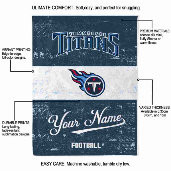 personalized tennessee titans grunge texture navy white blanket new arrival