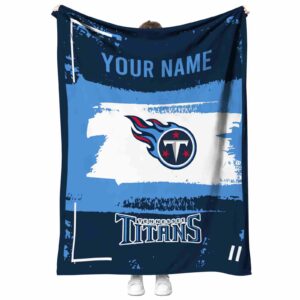 personalized tennessee titans paint strokes navy white blanket best selling