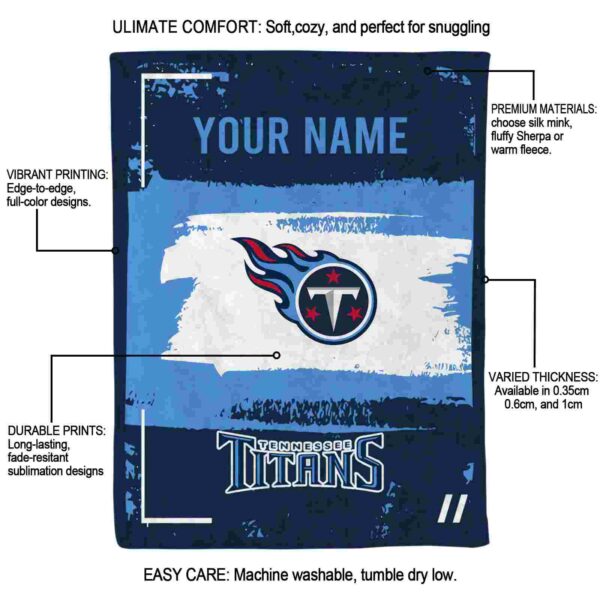 personalized tennessee titans paint strokes navy white blanket new arrival