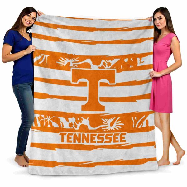 personalized tennessee volunteers floral stripes orange white blanket fashion forward