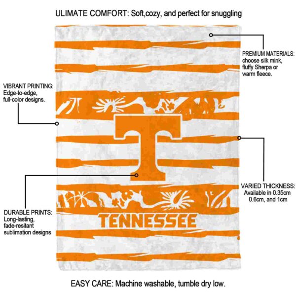 personalized tennessee volunteers floral stripes orange white blanket new arrival