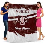 personalized texas am aggies grunge streaks maroon blanket best selling