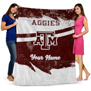 personalized texas am aggies grunge streaks maroon blanket fashion forward